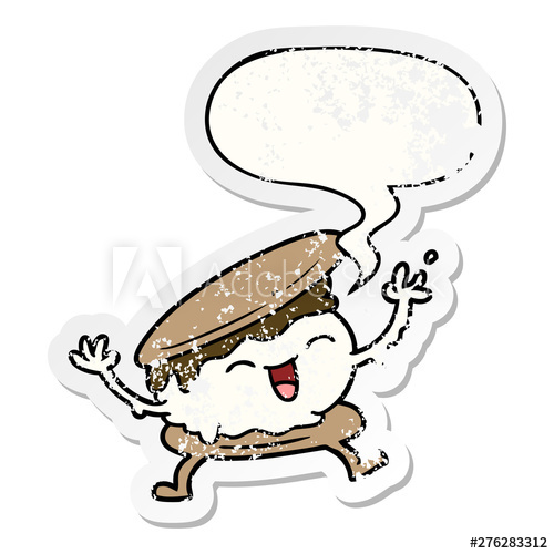 500x500 Smore Cartoon And Speech Bubble Distressed Sticker
