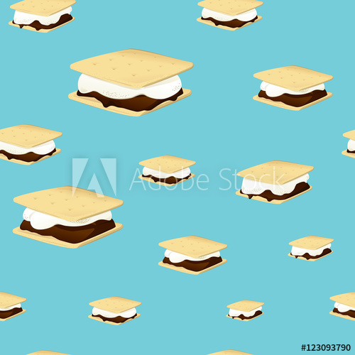 Vector Illustration Of A Seamless Pattern With Smores On Blue 500x500 Vector Illustration Of A Seamless Pattern With Smores On Blue