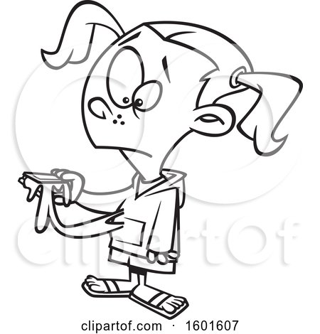 450x470 Clipart Of A Cartoon Lineart Girl Making A Mess With Smores