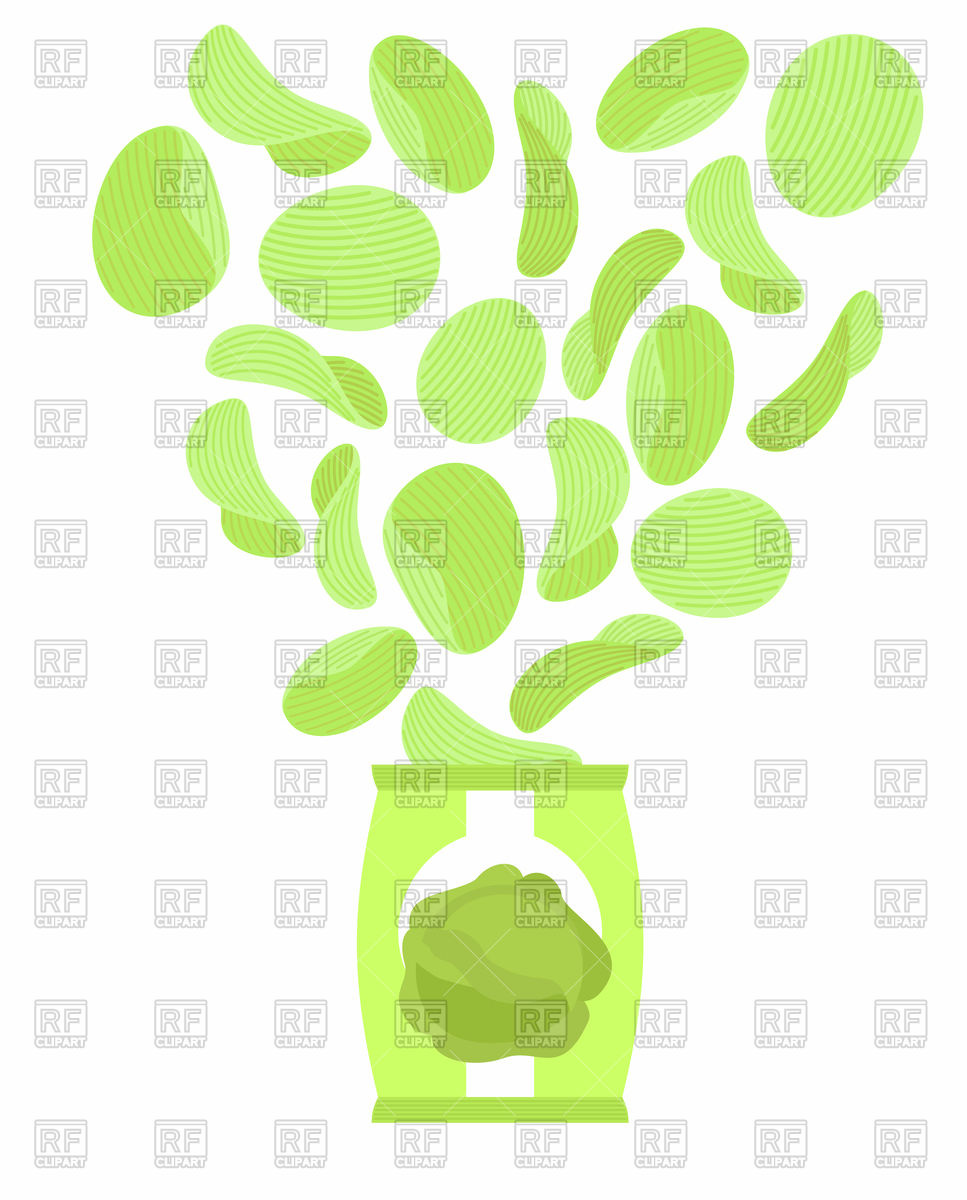 967x1200 Potato Chips With Taste Of Cabbage, Bag Of Snack Vector Image