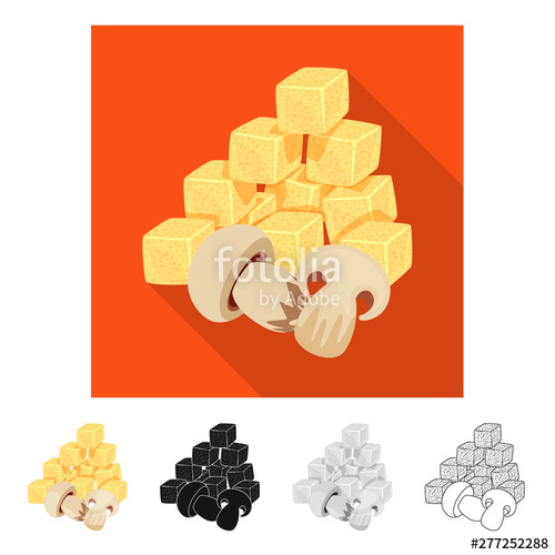 500x500 Vector Illustration Of Croutons And Mushroom Sign Collection