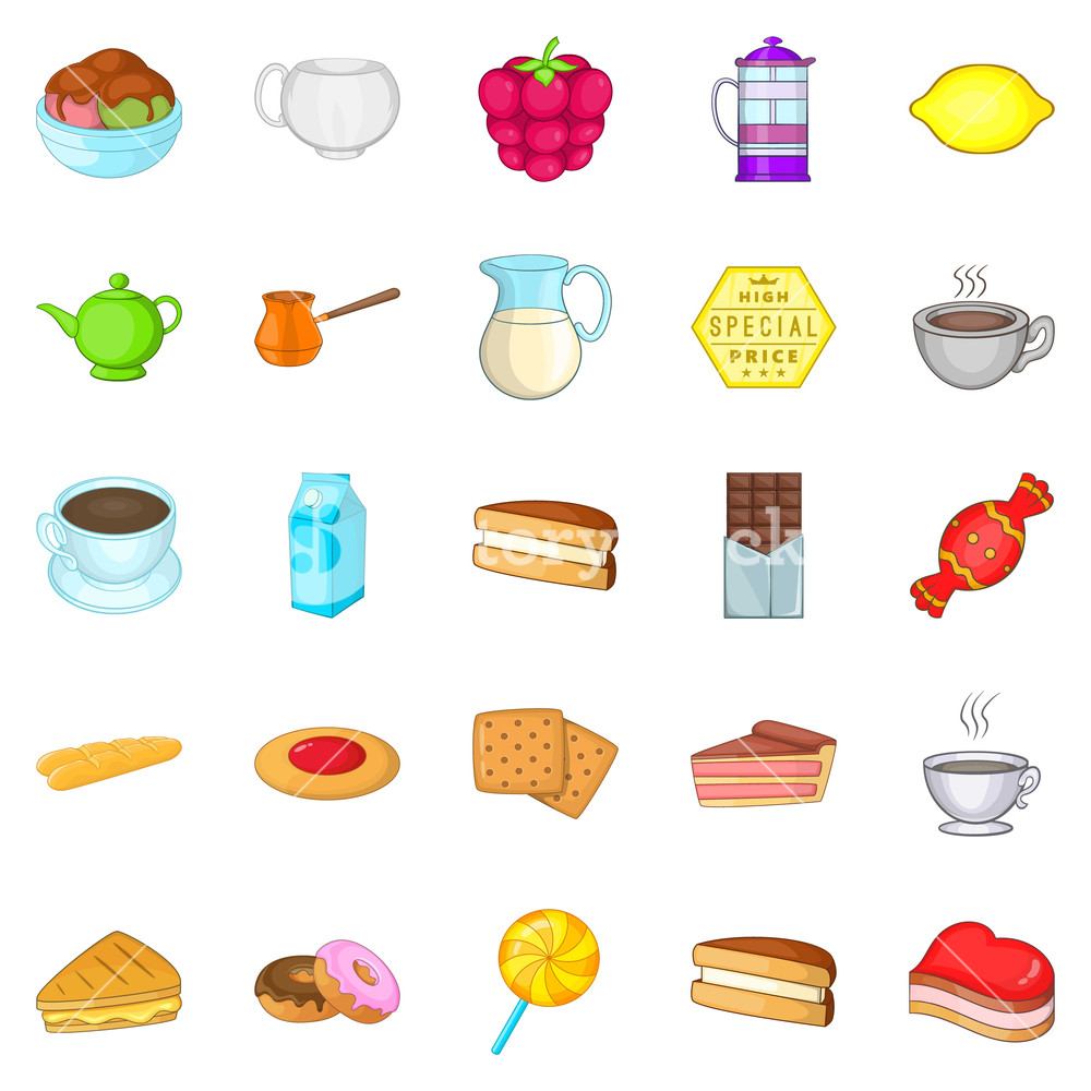 1000x1000 Chocolate Snack Icons Set Cartoon Set Of Chocolate Snack