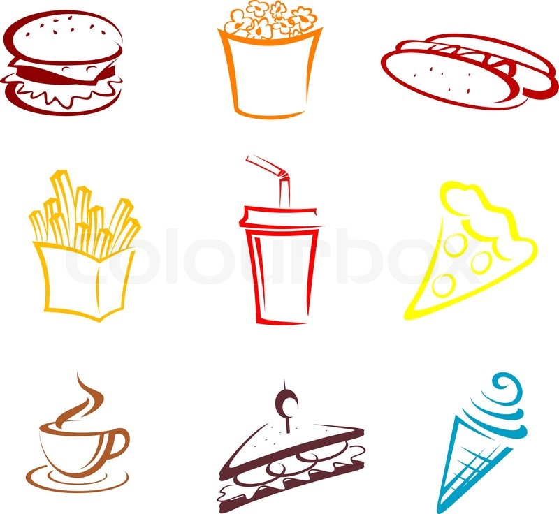 800x736 Fast Food And Snacks Stock Vector Colourbox