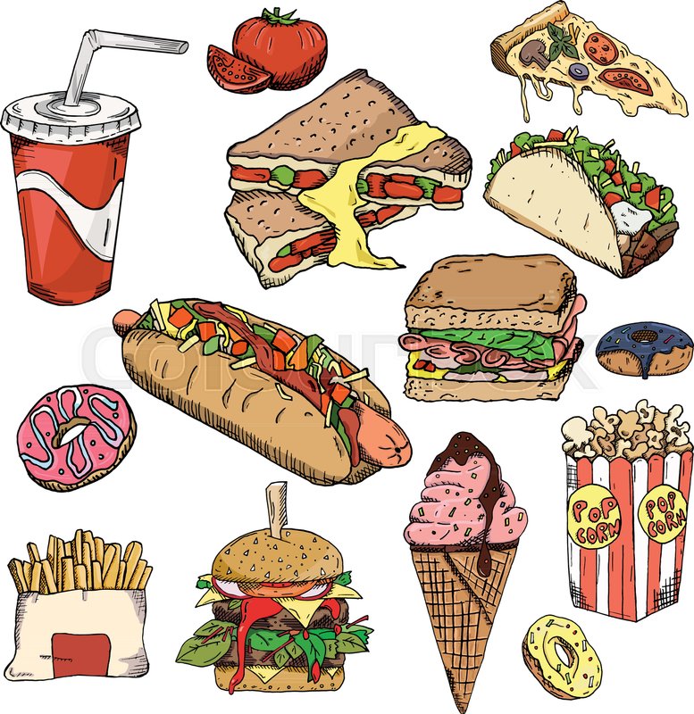 777x800 Fast Food Background Snack Stock Vector Colourbox