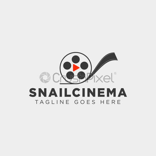 500x500 Snail Cinema Movie Video Simple Art Film Logo Template Vector