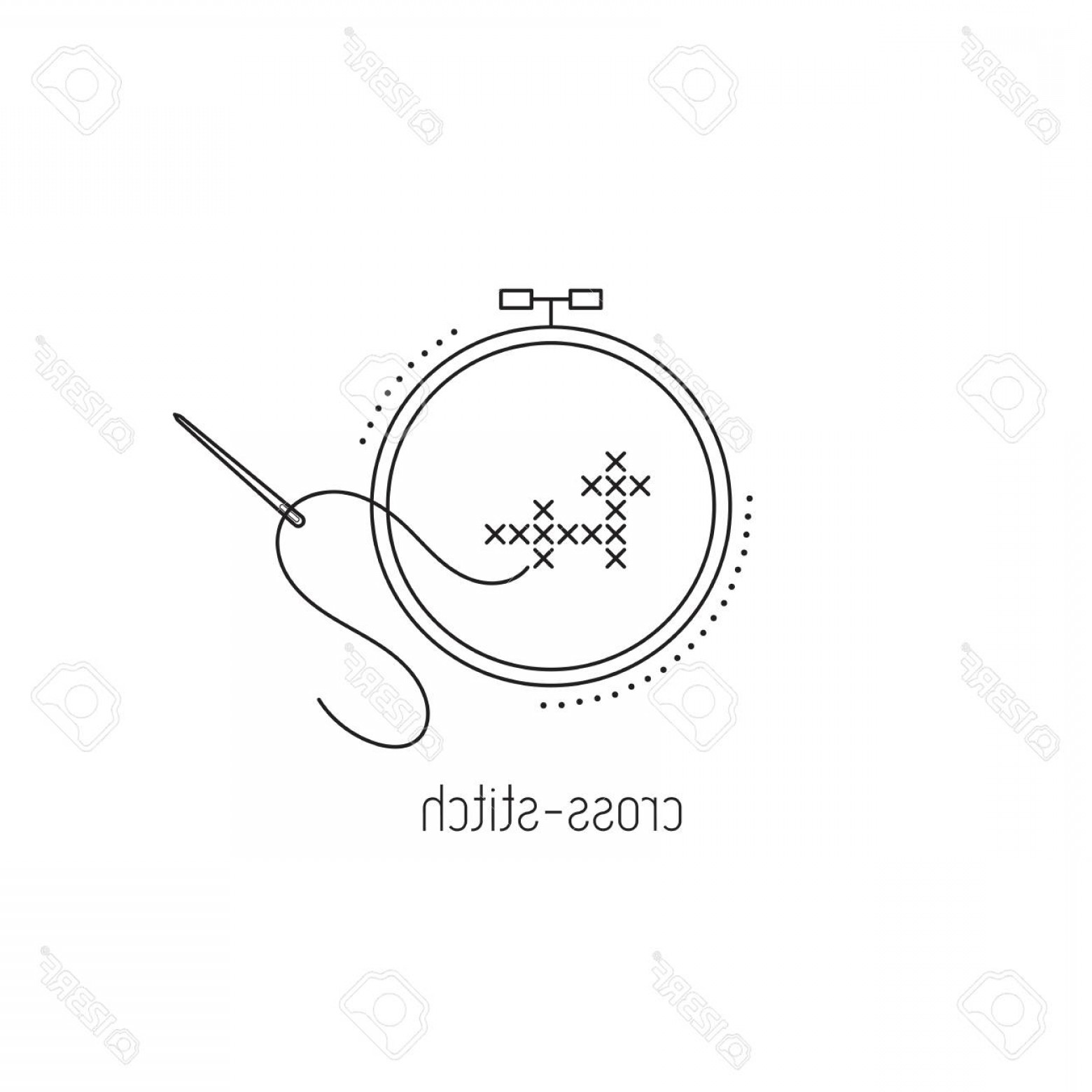 1560x1560 Photostock Vector Cross Stitch Vector Thin Line Icon Embroidery