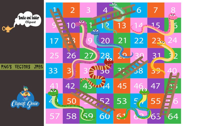 794x511 Snake And Ladder Clipart Snake And Ladder Printable Snake Etsy