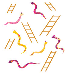 222x240 Snakes And Ladders Board Game Wedding Style Flat Design Vector