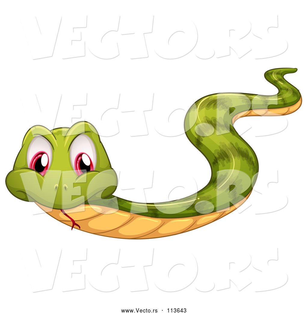 1024x1044 Vector Of A Slithering Cartoon Green Snake With Red Eyes