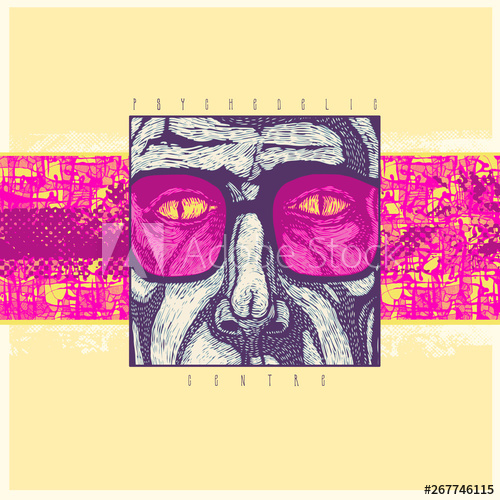 500x500 Psychedelic Center Design Cd Cover Or Poster With A Man