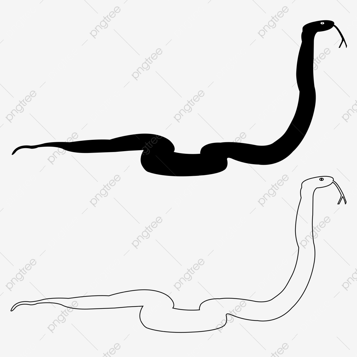 1200x1200 Snake Silhouette Outline Vector Icon Set, Snake, Isolated