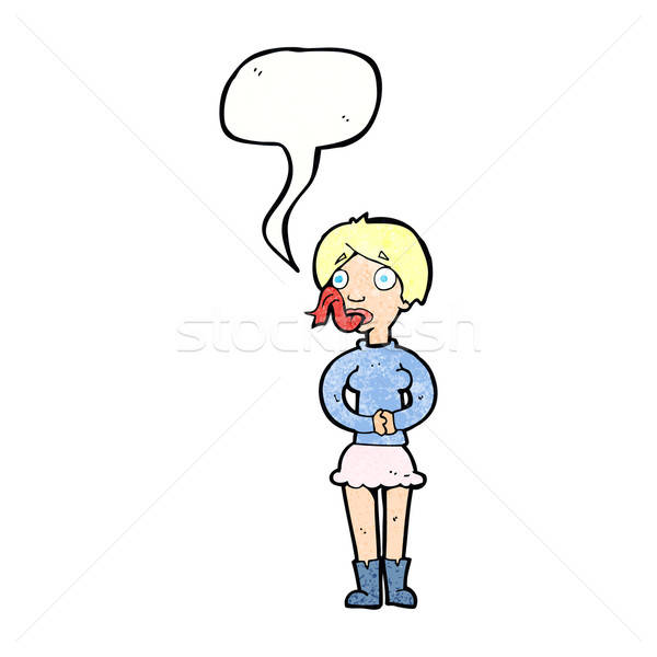 600x600 Cartoon Woman With Snake Tongue With Speech Bubble Vector