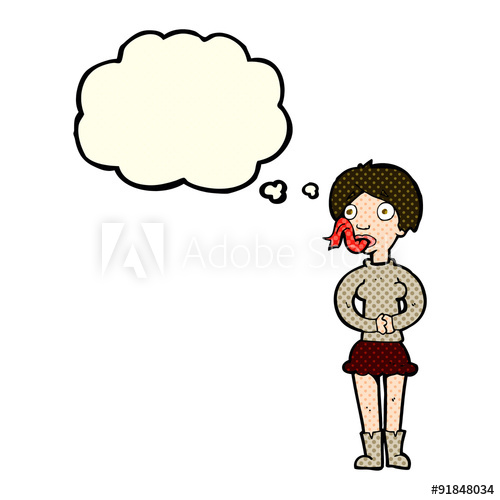 500x500 Cartoon Woman With Snake Tongue With Thought Bubble