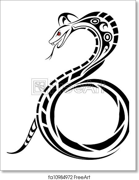 450x580 Free Art Print Of Vector Snake Vector Snake, Tribal Tattoo