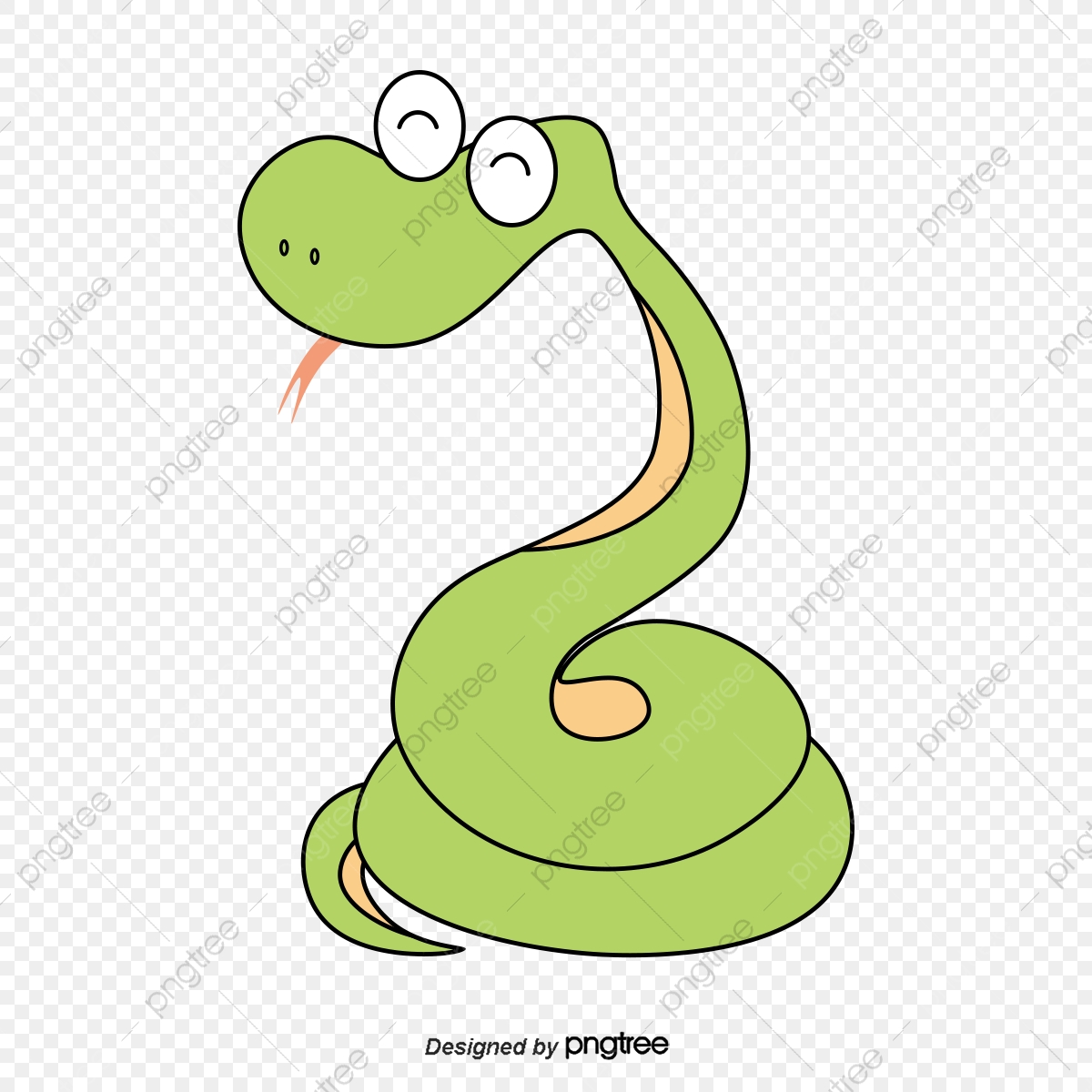 1200x1200 Cute Cartoon Painted Green Snake, Cartoon Vector, Green Vector