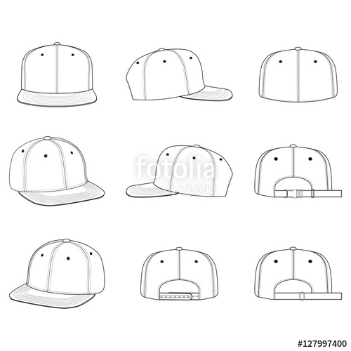 500x500 Snapback Cap Fashion Flat Technical Drawing Template Stock Image