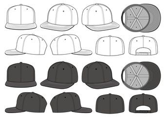 339x240 Snapback Cap Vector Illustration Flat Sketches Template Dare