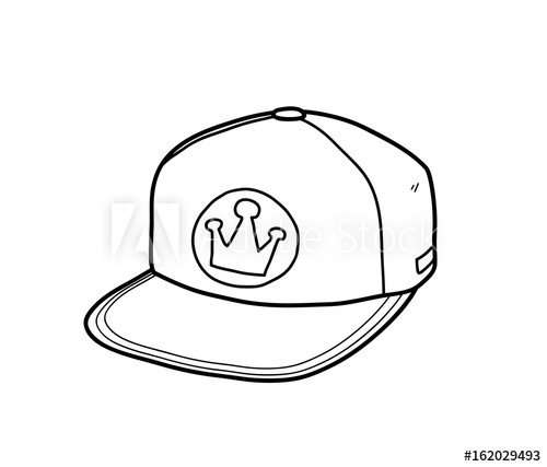 500x427 Snapback Hat, A Hand Drawn Vector Doodle Illustration