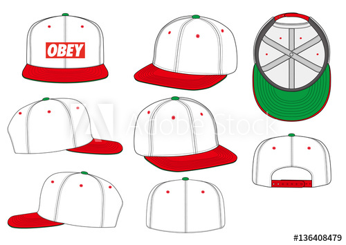 Obey Snapback Fashion Flat Technical Drawing Template 500x354 Obey Snapback Fashion Flat Technical Drawing Template