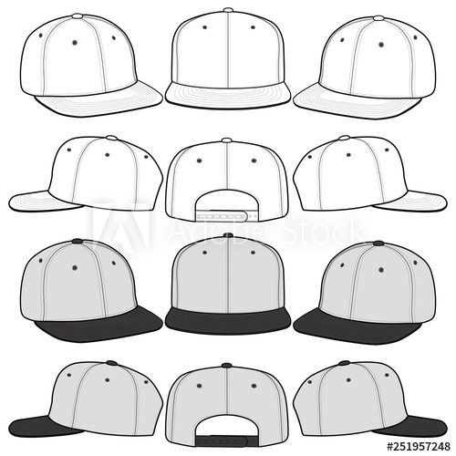 Snapback Cap Fashion Flat Vector Mockup Design 500x500 Snapback Cap Fashion Flat Vector Mockup Design