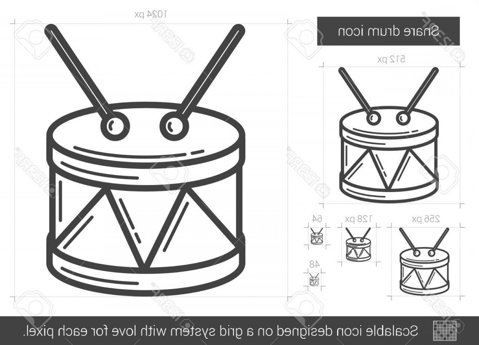 1560x1123 Photostock Vector Snare Drum Vector Line Icon Isolated On White