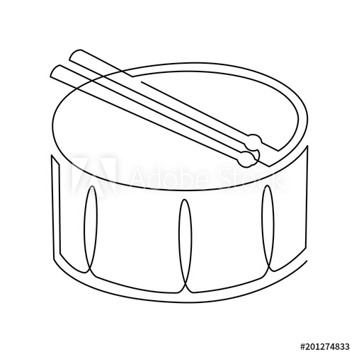 500x500 Continuous Line Drawing Of Snare Drum Vector Icon Musical