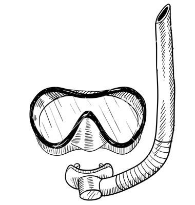 380x400 Doodle Scuba Mask Snorkel Vector