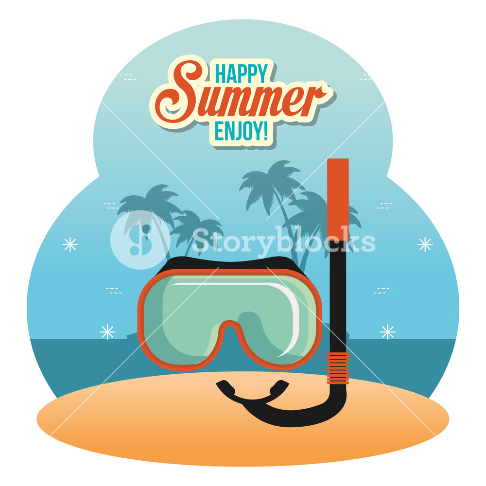 1000x1000 Summer Enjoy With Snorkel Vector Illustration Design Royalty Free