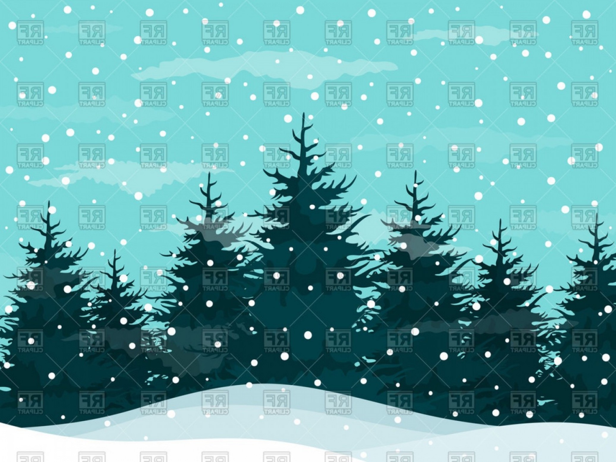 2073x1555 Snow In A Pine Forest Winter Background Vector Clipart Catchsplace