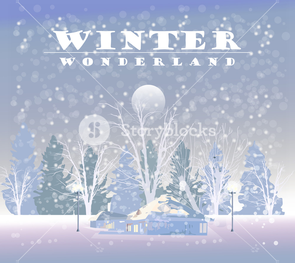 1000x891 Winter Snowing Background Vector Small House And Woods Christmas