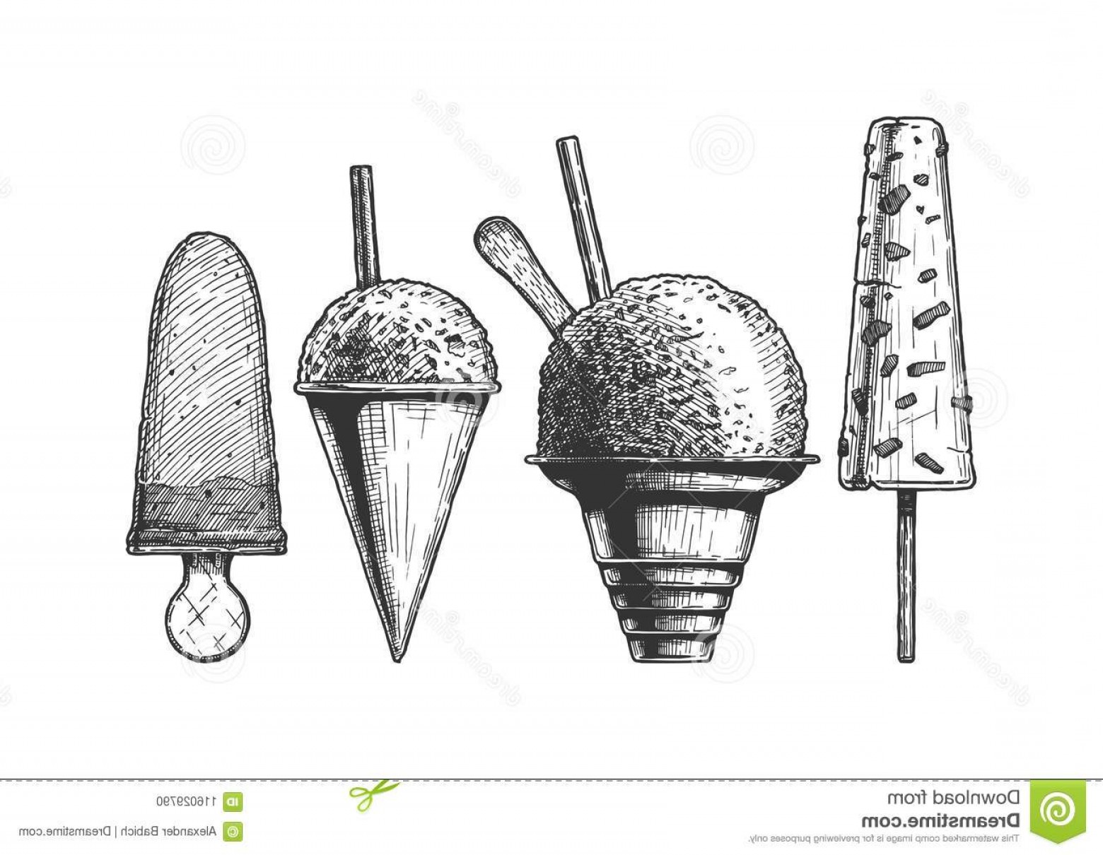 1560x1210 Set Frozen Dessert Ice Based Kulfi Shaved Snow Cones Cream Vector