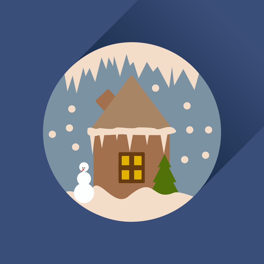 Flat Web Icon With Long Shadow House In Snow Globe Vector 1000x1000 Flat Web Icon With Long Shadow House In Snow Globe Vector