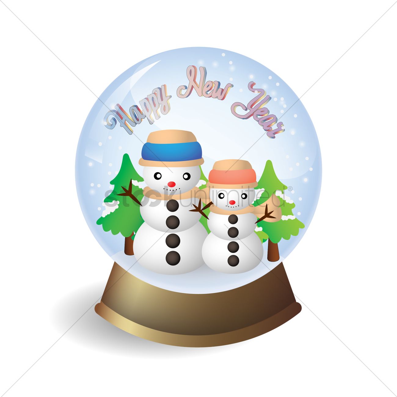 Happy New Year Snow Globe Vector Image 1300x1300 Happy New Year Snow Globe Vector Image