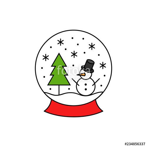 Christmas, Winter Snow Globe Vector Outlined Illustration Icon 500x500 Christmas, Winter Snow Globe Vector Outlined Illustration Icon