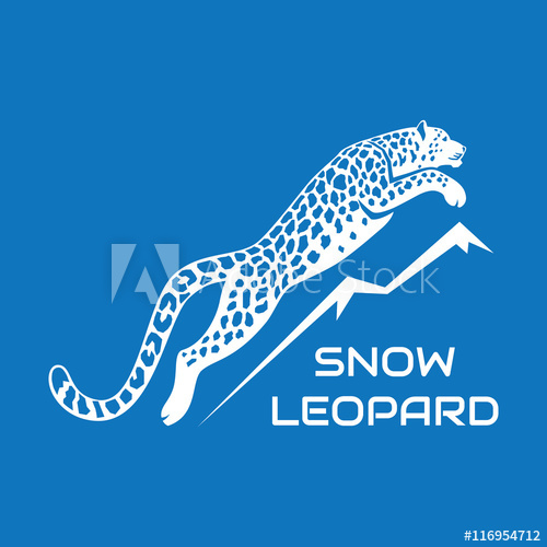 Snow Leopard Vector Illustration Logo, Sign, Emblem On Blue 500x500 Snow Leopard Vector Illustration Logo, Sign, Emblem On Blue