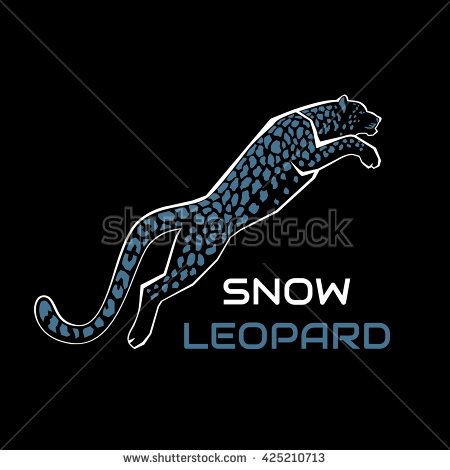 450x470 Leaping Snow Leopard Logo Sign Emblem Vector Illustration On Black