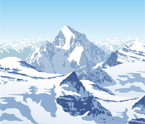 500x426 Mysterious Snow Mountain Landscape Vector Graphics Free Download