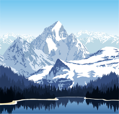 500x478 Mysterious Snow Mountain Landscape Vector Graphics Free Download