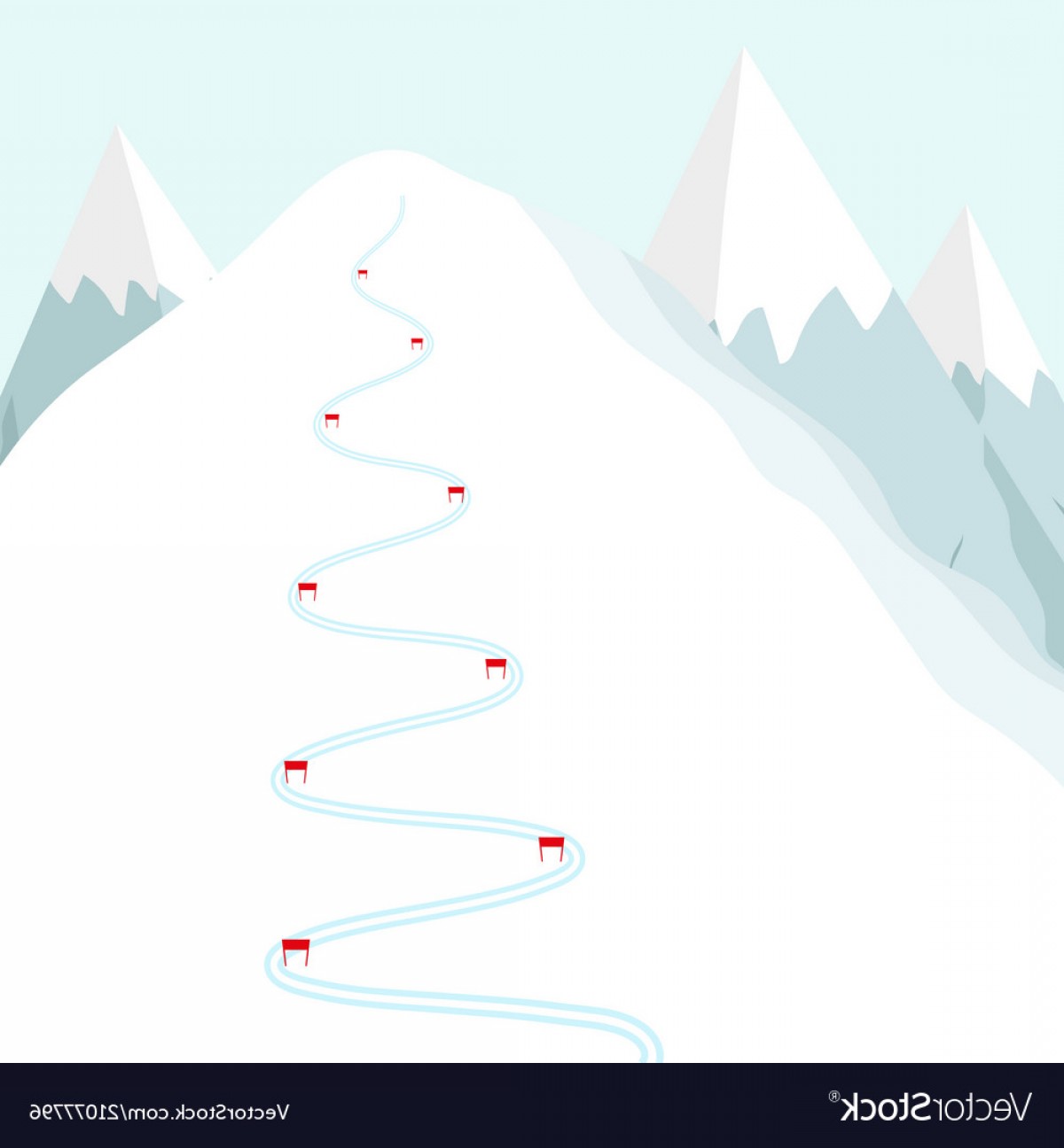 1200x1296 Cartoon Ski Track On Snow Mountain Skiing Trace W Vector Cqrecords