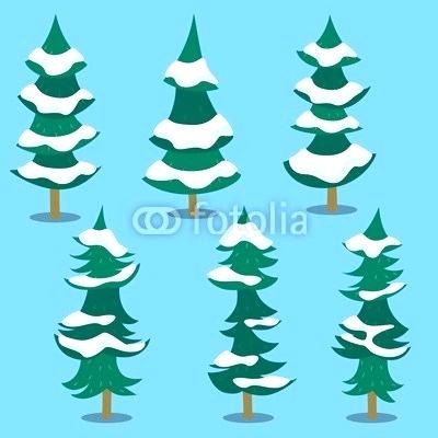 400x400 Vector Cartoon Hand Drawn Pine Tree Template With Snow Pile
