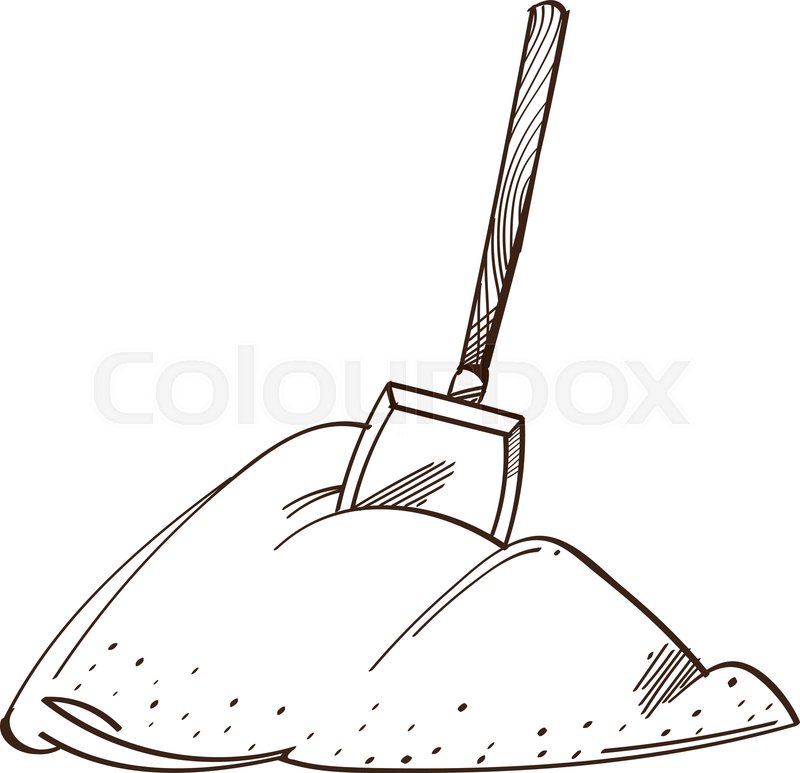 800x773 Vector Monochrome Shovel In A Pile Of Stock Vector Colourbox