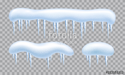 500x300 Vector White And Blue Snow Caps Or Snow Piles With Hanging Icicles
