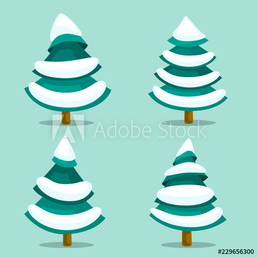 500x500 Vector Cartoon Hand Drawn Winter Pine Tree With Snow Pile Isolated
