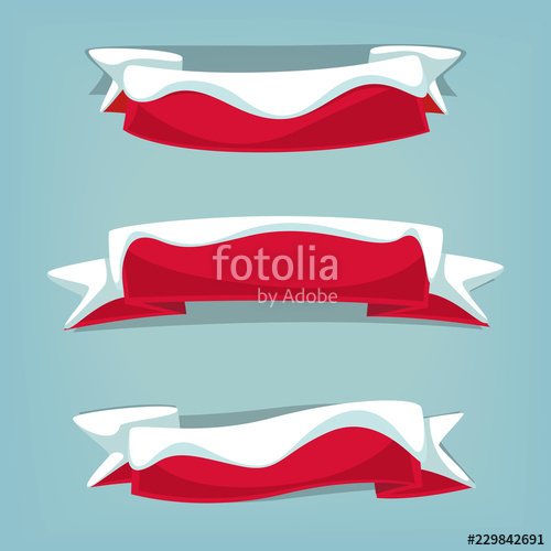 500x500 Vector Cartoon Hand Drawn Winter Red Ribbon Template With Snow