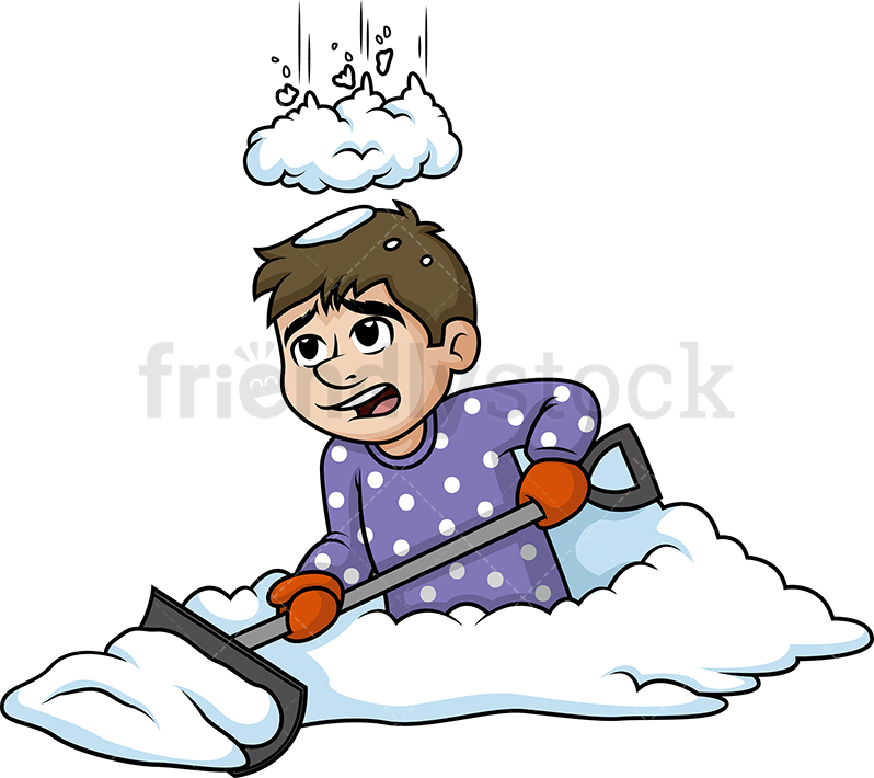 798x710 Pile Of Snow Falling On Man Cartoon Clipart Vector