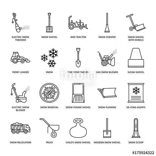 500x500 Snow Removal Flat Line Icons Ice Relocation Service Signs Cold