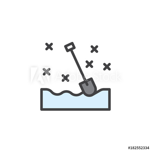 500x500 Snow Shovel And Snowflakes Filled Outline Icon, Line Vector Sign