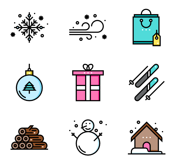 600x564 Snow Skiing Icons