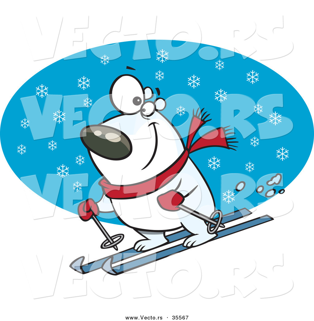 1024x1044 Vector Of A Snow Skiing Cartoon Polar Bear