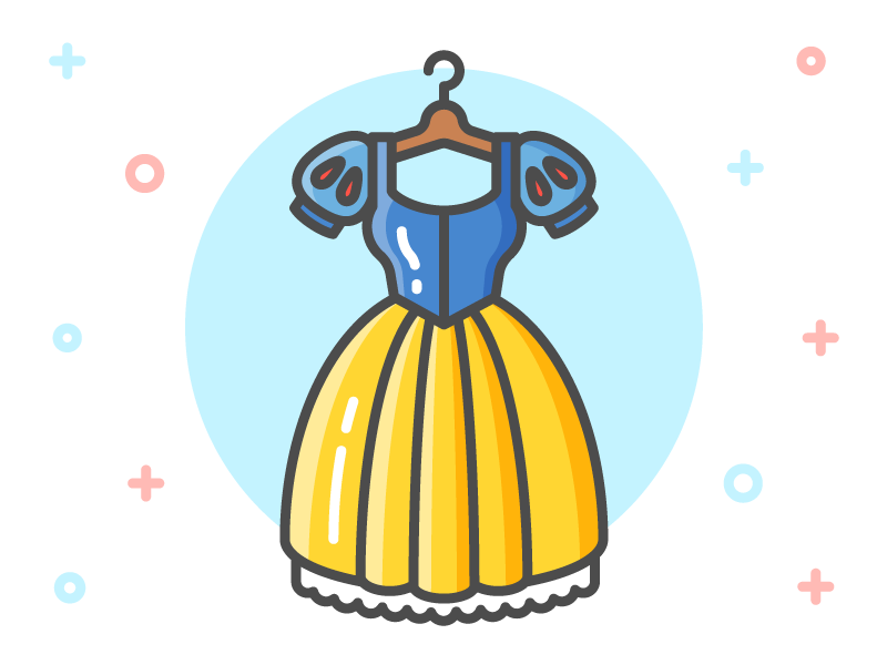 800x600 Princess Dress Icon Series Snow White Flat Illustrations
